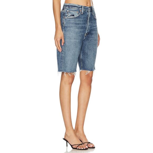 NWT AGOLDE 90s Frayed Hem Cut Denim Short In Precision Size 33 - Picture 3 of 7